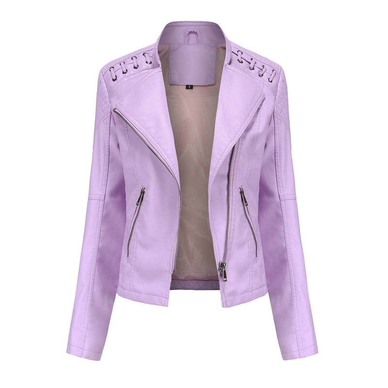 Spring Autumn Pu Faux Leather Jacket For Women 2023 New In Fashion Moto Biker Short Coats Female Luxury Casual Zipper Outerwears