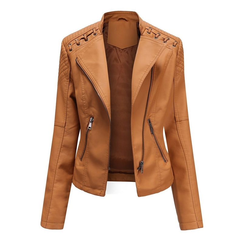 Spring Autumn Pu Faux Leather Jacket For Women 2023 New In Fashion Moto Biker Short Coats Female Luxury Casual Zipper Outerwears