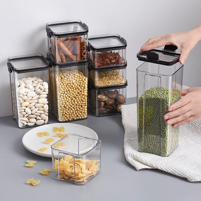 Sealed plastic food storage box cereal candy Dried jars with lid fridge storageTank containers household items kitchen organizer