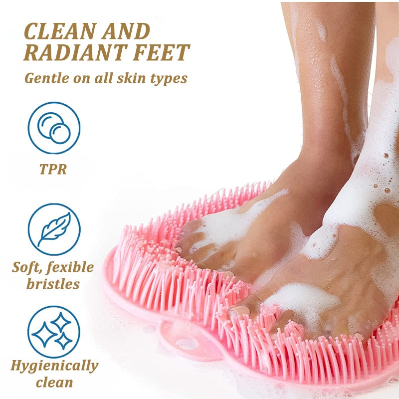 Silicone Rub Back Brush Bathroom Non-slip Wash Foot Pad Massage Shower Mat with Sucker Bath Massage Foot Exfoliating Brush Pad