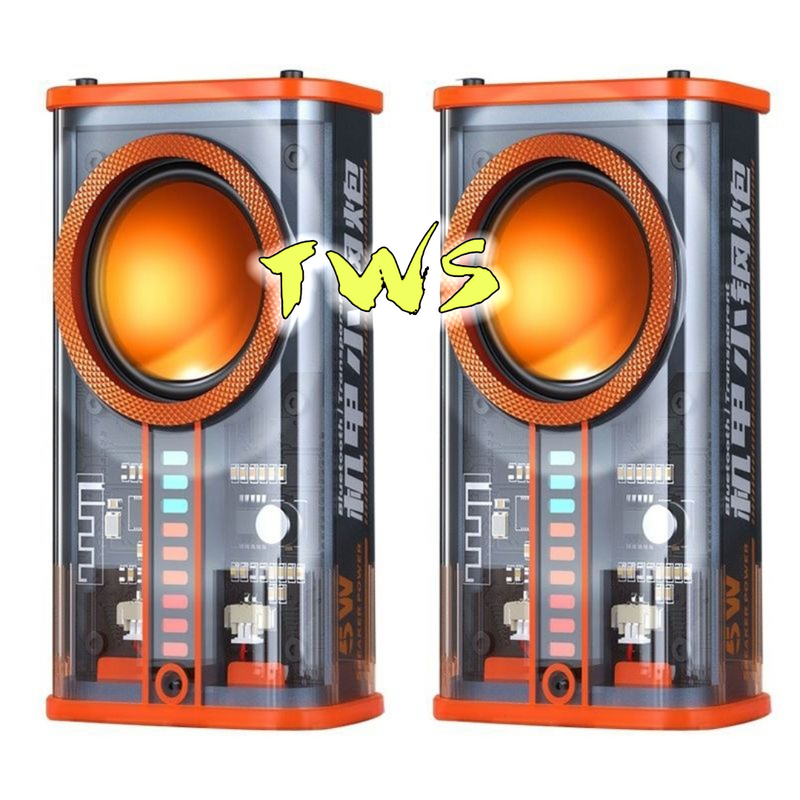 TONLISH K07 Transparent Cyberpunk Mecha TWS Wireless Bluetooth Speaker Sound Light Rhythm Subwoofer Built-in Noise Reduction Mic