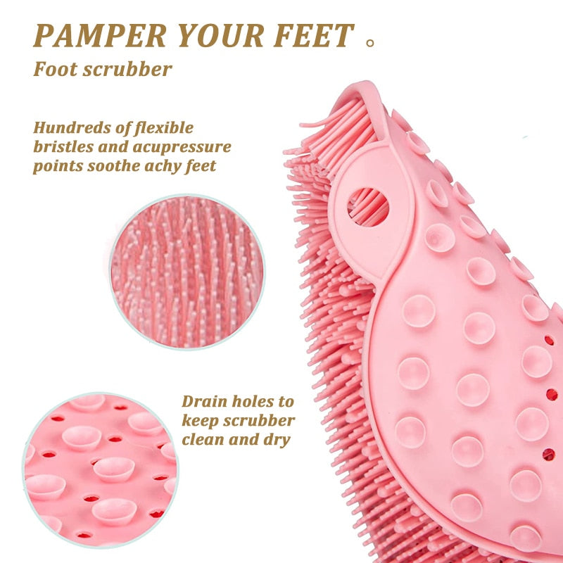 Silicone Rub Back Brush Bathroom Non-slip Wash Foot Pad Massage Shower Mat with Sucker Bath Massage Foot Exfoliating Brush Pad