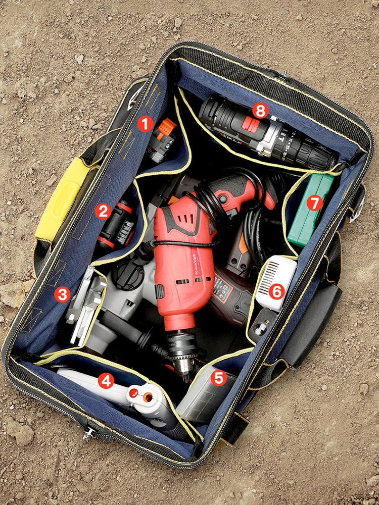 Upgrade Tool Bag 13/17/19/21 inch Electrician Bag 1680D Oxford Waterproof Wear-Resistant Strong Tool Storage Toolkit