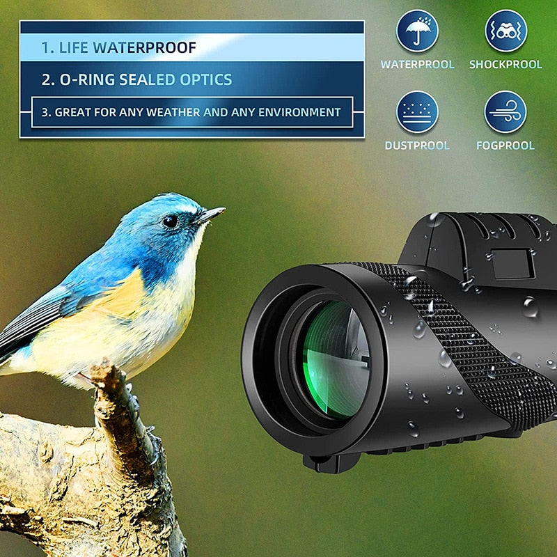 80X100 Hd Monocular Telescope 8000M Long Range Zoom Bak4 Prism Telescope with/without Tripod Phone Clip Hunting Outdoor Camping