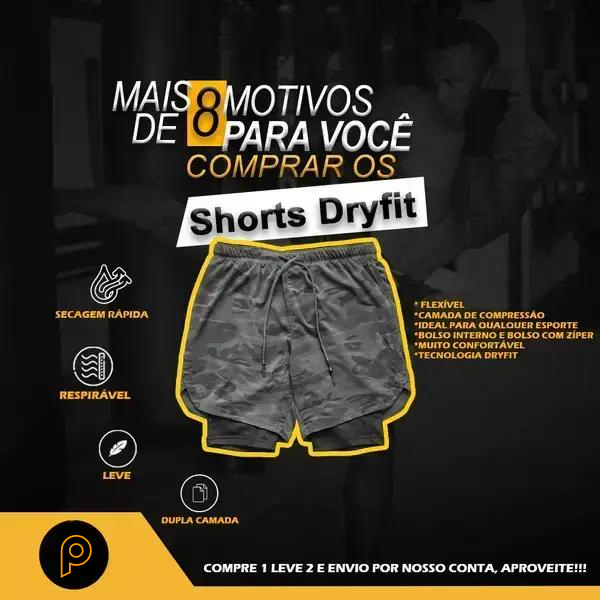 Short DryFit® de Compressão - Leve 2 Pelo Preço de 1 + BRINDE*