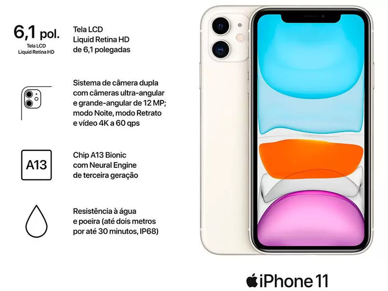 iPhone 11 Apple 128GB Branco 6,1” 12MP iOS